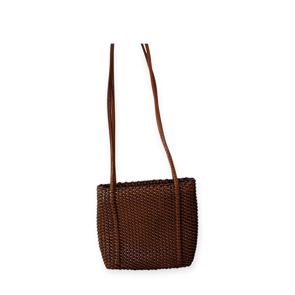 Vintage Nine West Woven Shoulder Bag Brown Leather‎ Trim - Picture 4 of 7
